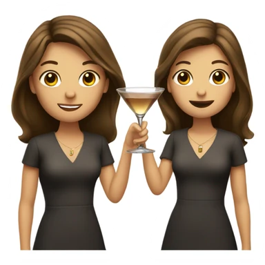 Two girls with brown hair each holding a martini sticker