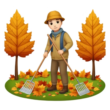 leaf raking sticker