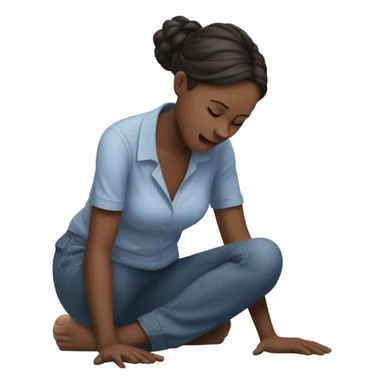 Woman falling to knees looking at sky sticker