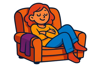 comfort, vibrant cartoon style, relaxed expression sticker