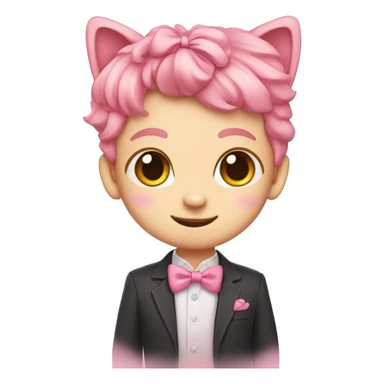 pink cats boy lovers with bow cute  sticker