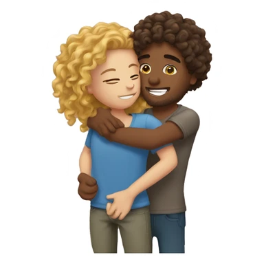long curly hair girl hug his hazel boyfriend sticker