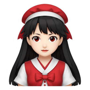 an emoji of reimu hakurei from touhou project looking at the front sticker