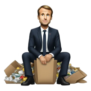 Emmanuel-macron-sit-on-garbage sticker
