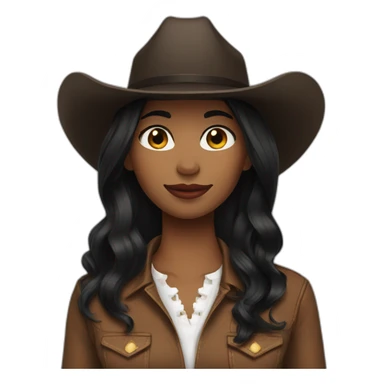 cowgirl black straight hair sticker