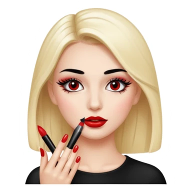 Girl doing make up with glossy nails and eyelashes sticker