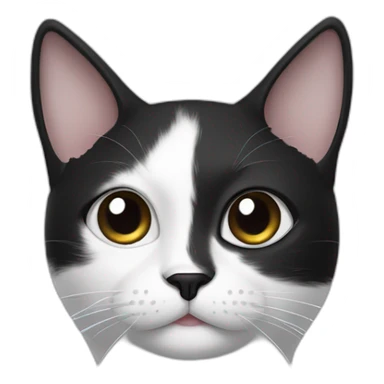Black and white cat with black in forehead ears and outside of eyes, but white inside with black dots around mouth. White belly sticker