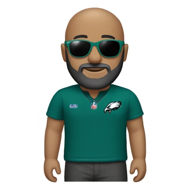Bald guy dark grey long beard wearing Philly eagles cap shirt and sunglasses  sticker