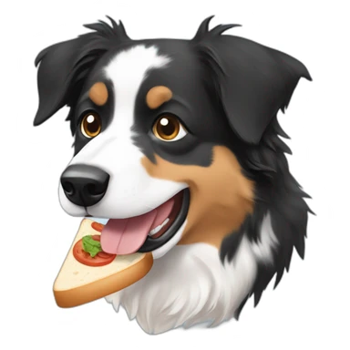 Australian shepherd eating sandwich sticker