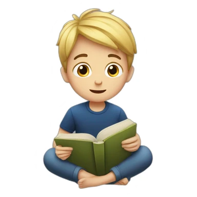 european boy reads a book sticker