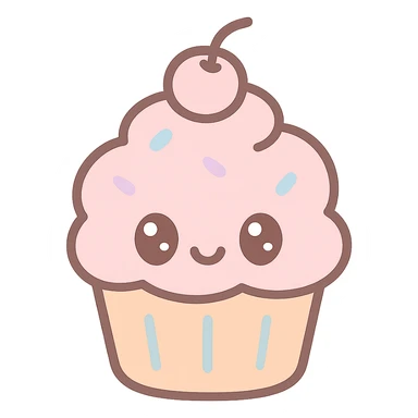 cute cupcake, kawaii style sticker