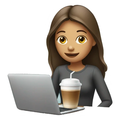 Girl with laptop and cold coffee  sticker