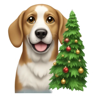 Christmas tree with a dog  sticker
