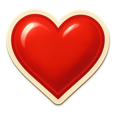 red heart, retro sticker style, bold and playful sticker