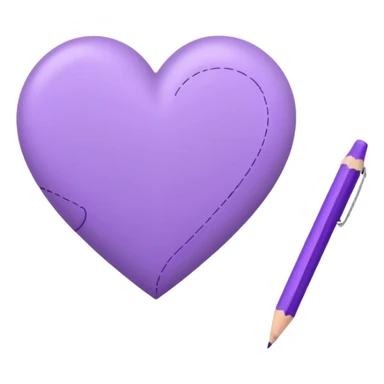paper with empty Hand drawn purple heart contour  with pencil sticker