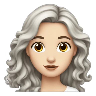 white girl with wavy long dark hair, freckles and dark brown eyes sticker