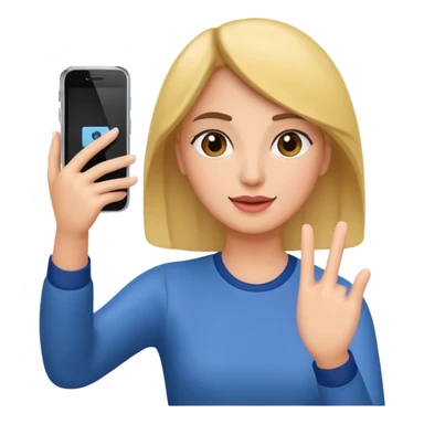  woman holding her phone having selfie sticker