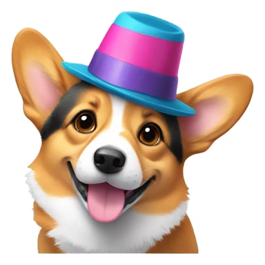 corgi with a hat sticker