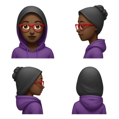 Black girl and purple hoodie and red glasses sticker