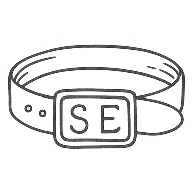 A belt with the letters S and E sticker