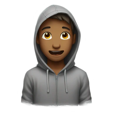 Boy wearing a hoodie crying of happiness  sticker