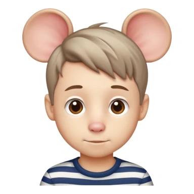 stripped shirt wearing Cute boy mice hair style. sticker