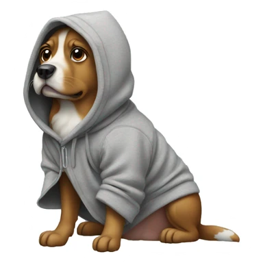 Dog wherein a hoody sticker