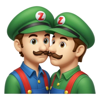 Mario and Luigi kiss sticker