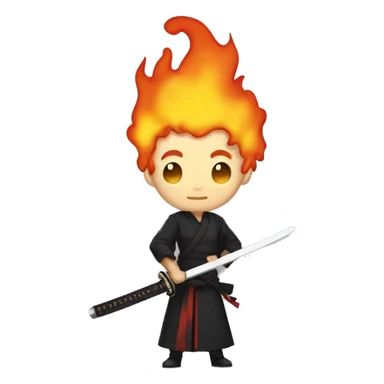 cosplay of kamado tanjirou holding a flaming katana sticker