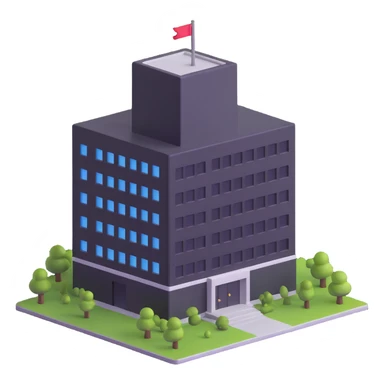 smiling office building sticker