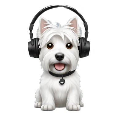 west highland white terrier with black headphone sticker