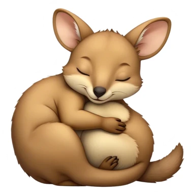 Meme-Worthy Cute Sleeping Wallaby Portrait Emoji, Head resting peacefully with a contented smile, showcasing a compact, agile build and a luxuriously soft tan fur, eyes shut in a serene, restful nap, Simplified yet hilariously adorable features, highly detailed, glowing with a soft, drowsy light, high shine, relaxed and utterly lovable, stylized with an air of playful laziness, bright and heartwarming, soft glowing outline, capturing the essence of a comically sleepy wallaby, so meme‐worthy it feels like it could instantly become the next viral sensation of adorable slumber! sticker