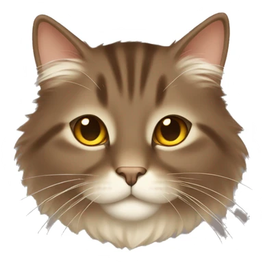 A super fluffy medium brown cat with gold eyes and light beige chin sticker