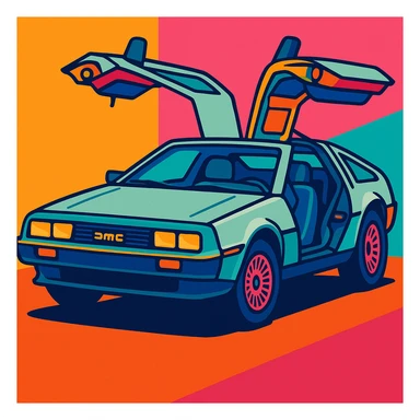 DeLorean car from the 80's sticker