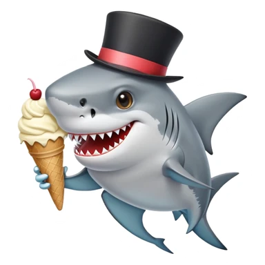 Shark with a top hat eating ice cream  sticker