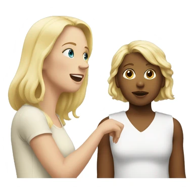 blonde women talking with blonde child  sticker