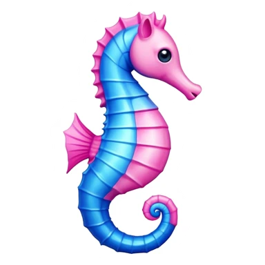 Little blue-pink seahorse emojy sticker