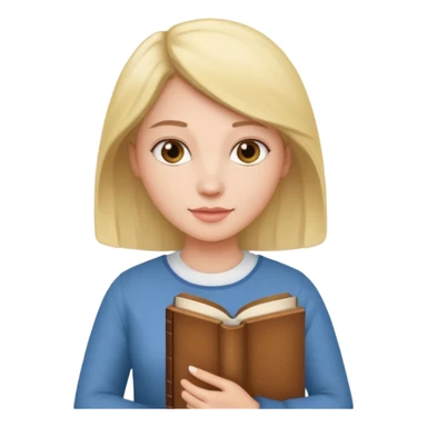woman holding book sticker