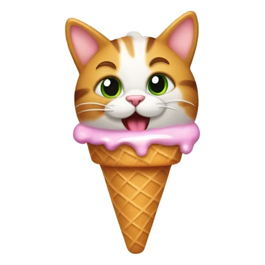 A cat eating an ice cream cone sticker