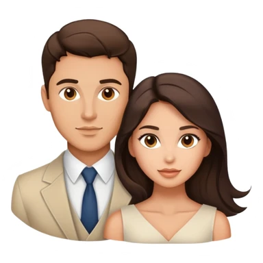 Handsome brunette man and beautiful brunette woman with light tan skin, bust portrait sticker