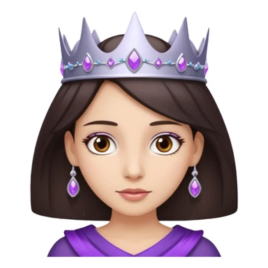 brunette and brown eyed queen with silver and purple crown sticker