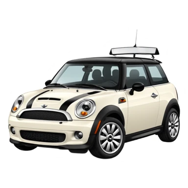 Mini cooper blanco con techo negro sticker