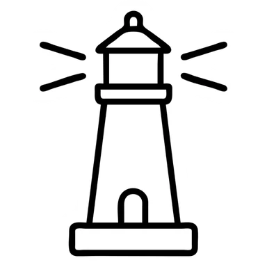 lighthouse icon, simple and clear lines, minimal color, easily recognizable silhouette, modern icon style sticker