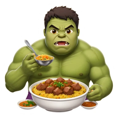 Fat Hulk eating mutton curry biriyani sticker