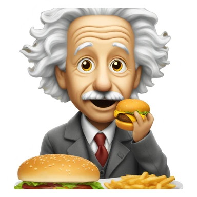 Einstein eats a burger sticker
