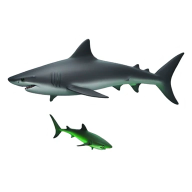 black shark with legs and green eyes sticker