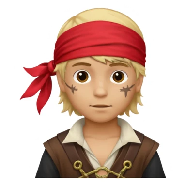 light brown Hispanic boy with blond hair that is dressed as a pirate sticker