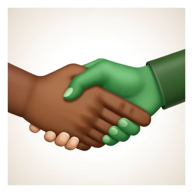 Brown hand and green hand handshake sticker