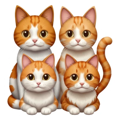 3 cats different colours including brown tabby and white, light patchy calico, and ginger and white sticker