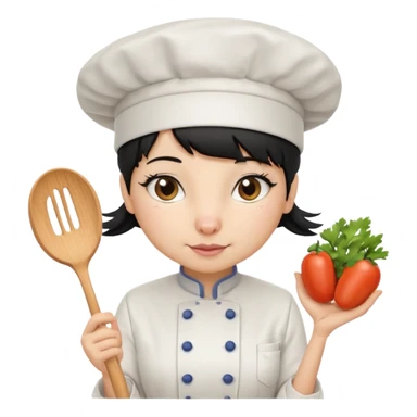 A rat that looks like a female with a fringe and chefs hat black hair sticker